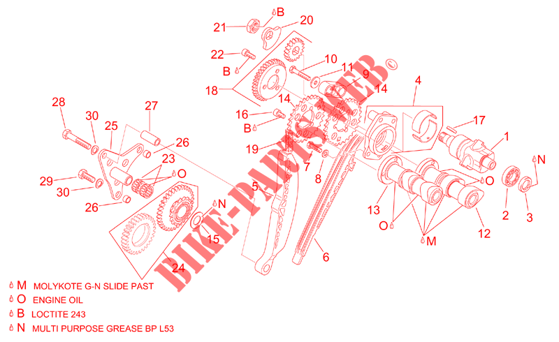 Rear cylinder timing system for Aprilia ETV Capo Nord 2001