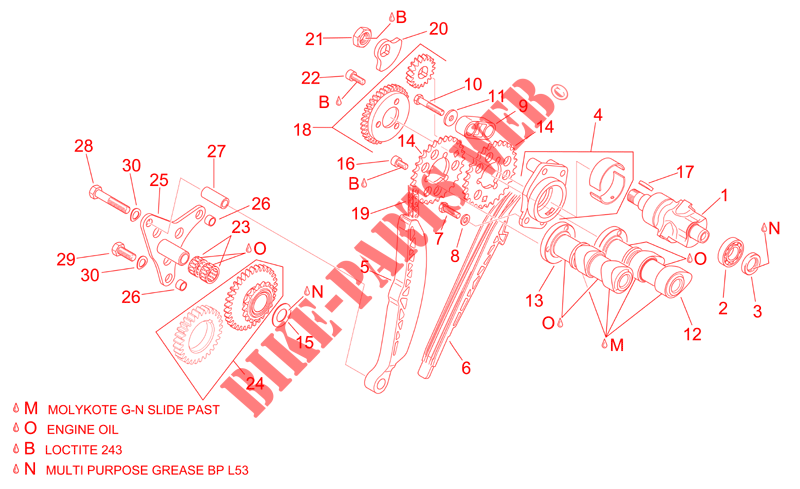 Rear cylinder timing system for Aprilia ETV Capo Nord 2005