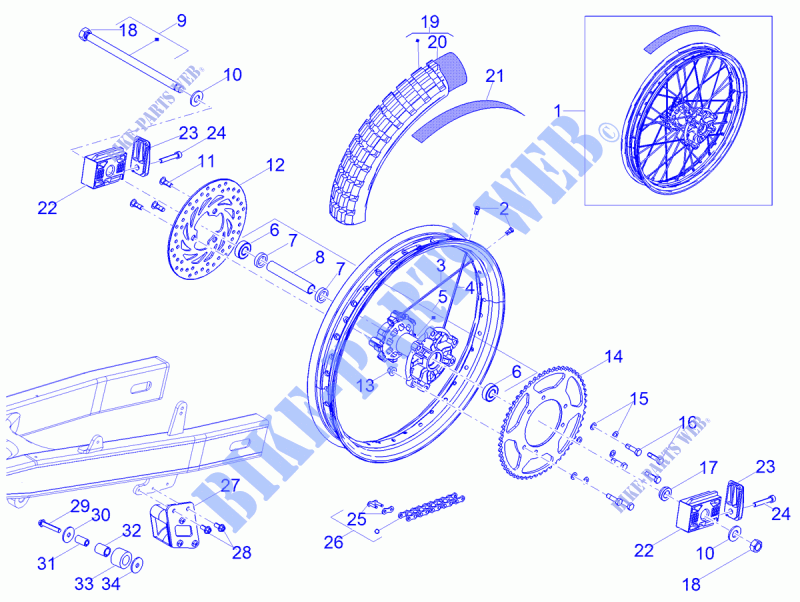 Rear wheel for Aprilia RX 50 Factory E4 2018