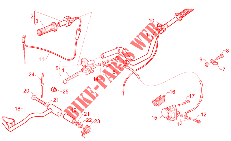 Handlebar cpl. Rr.brake lever for Aprilia Mini RX Experience 2003