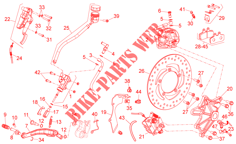 Rear brake system for Aprilia NA Mana GT 2014