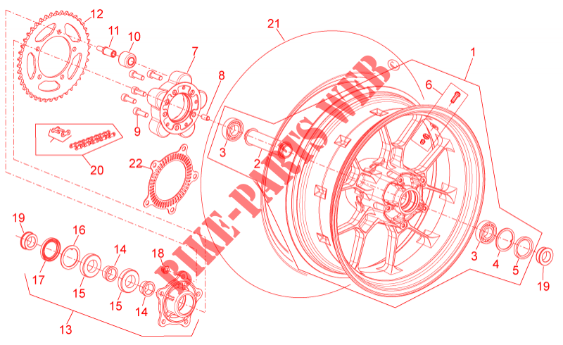 Rear wheel for Aprilia NA Mana GT 2014