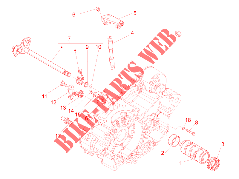 Gear box / Selector / Shift cam for Aprilia RS4 125 4T 2012