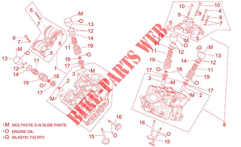 Cylinder head and valves for Aprilia RST 1000 Futura 2003
