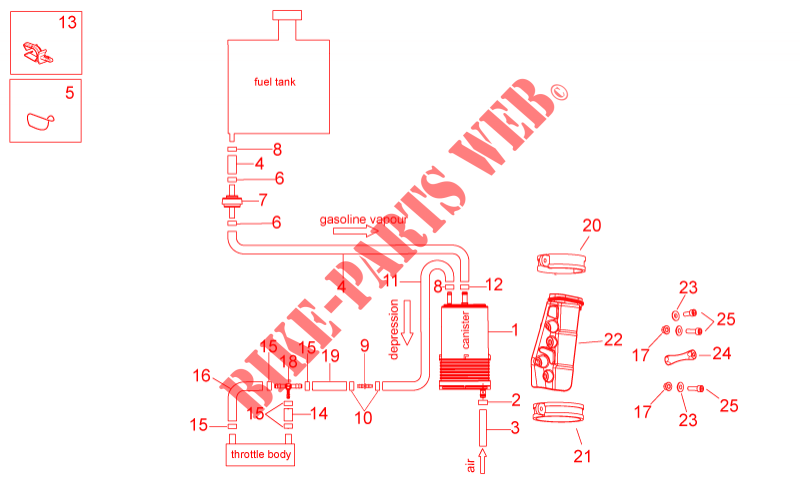 Fuel vapour recover system for Aprilia RSV4 1000 APRC Factory ABS 2013