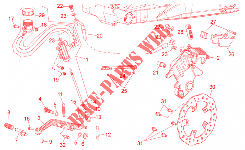 Rear brake system for Aprilia Shiver 2012