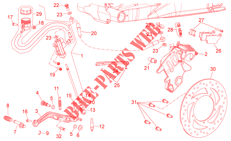 Rear brake system for Aprilia Shiver GT 2009