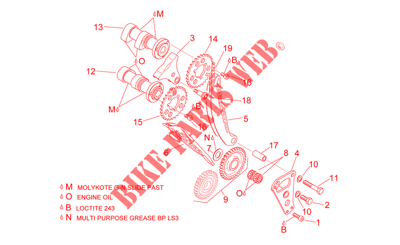 Front cylinder timing system for Aprilia SL Falco 2001