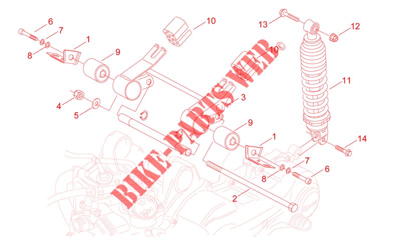 Connecting rod and shock absorber for Aprilia Sonic H2O 2001