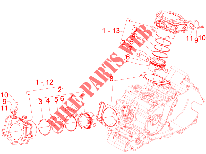Cylinder piston wrist pin unit for Aprilia SRV 4T 8V E3 2013