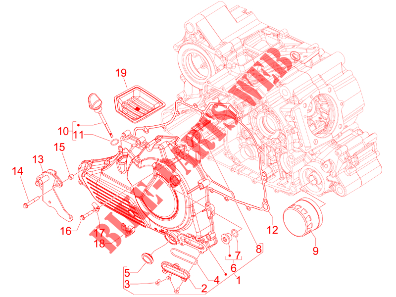 Flywheel magneto cover   Oil filter for Aprilia SRV 4T 8V E3 2013