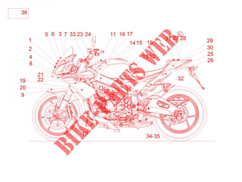 Plate set and decal for Aprilia Tuono V4 Factory 2016